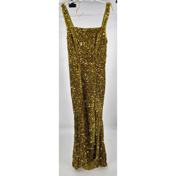 how to accessorize a glitter dress Backless High Slit Rose Gold Sequin Maxi Dress